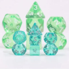 A 7 pcs Polyhedral MINI dice set used for Dungeons and Dragons, MTG , RPG Games etc. The dice included are 1- D4,1- D6,1- D8,1- D10,1- D00,1- D12, and 1- D20