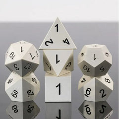 Galactic Dice Premium Metal Dice Sets - White Metal Set of 7 Dice with Tin | Galactic Toys & Collectibles