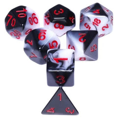 Galactic Dice Premium Dice Sets - Warrior (Black & White) Acrylic Set of 7 Dice