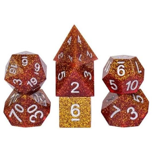 A 7 pcs Polyhedral dice set used for Dungeons and Dragons, MTG , RPG Games etc. The dice included are 1- D4,1- D6,1- D8,1- D10,1- D00,1- D12, and 1- D20