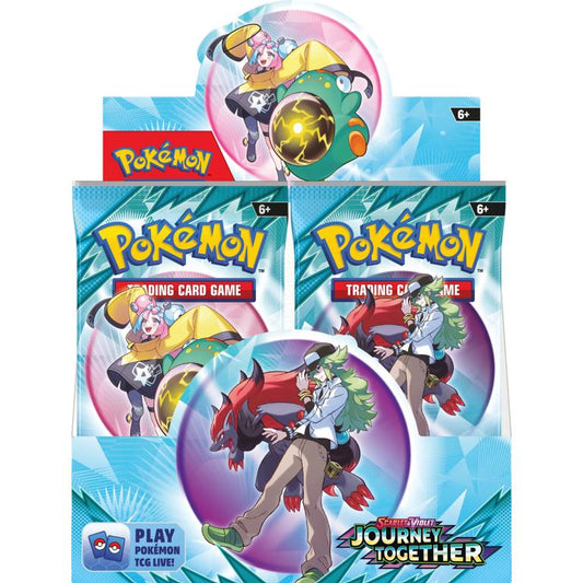 Trainer’s Pokémon Break into Battle! With deep trust and steady guidance, Trainers help bring out the best in their Pokémon. The bond they share empowers them to act as one in battle as they push their strength to the limit, including as Pokémon ex! Team up with N’s Zoroark ex, Iono’s Bellibolt ex, Lillie’s Clefairy ex, Hop’s Zacian ex, and more Trainer’s Pokémon, and discover the unstoppable power of friendship in the Pokémon TCG: Scarlet & Violet—Journey Together expansion!

This is the non- enhanced boos