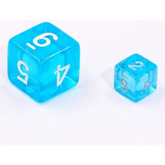 Galactic Dice Acrylic HD Mini Dice Sets - Transparent Blue Set of 7 Dice