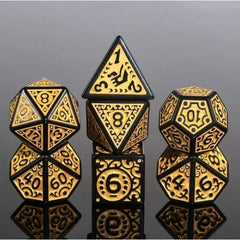 A 7 pcs Polyhedral dice set used for Dungeons and Dragons, MTG , RPG Games etc. The dice included are 1- D4,1- D6,1- D8,1- D10,1- D00,1- D12, and 1- D20