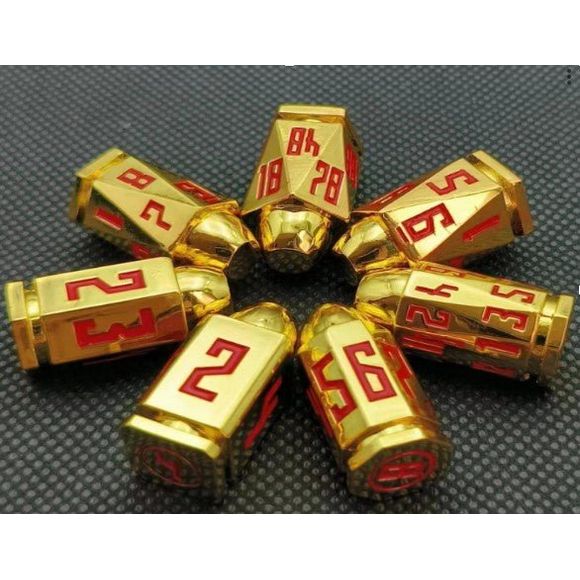 Galactic Dice Premium Dice Sets - Gold & Red Bullet Set of 7 Dice | Galactic Toys & Collectibles