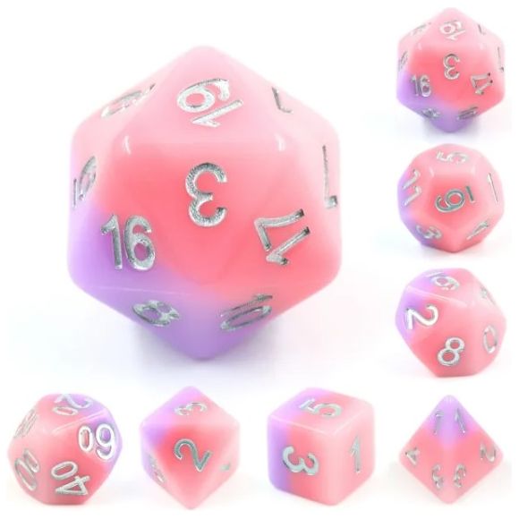 The perfect companion for your gaming needs! These HD acrylic dice are exactly what you've been searching for that upcoming game night with the group. This set includes one of each: d20, d12, d10, d10 (percentile), d8, d6, and a d4 (7 dice in total)