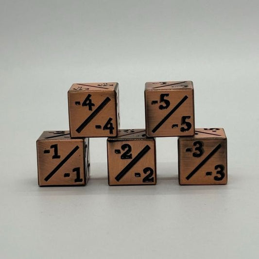 5x Negative Dice Counters Copper Metal -1/-1 for Magic: The Gathering / CCG MTG | Galactic Toys & Collectibles