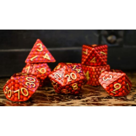 The perfect companion for your gaming needs! These premium die-cast polyhedral dice are exactly what you've been searching for that upcoming game night with the group. Stored in a quality, brushed metal tin with foam insert. These dice are a rich metal with nice weight to them and engraved each with crisp, easy-to-read numerals. Many styles and colors are available.

This set includes one of each: d20, d12, d10, d10 (percentile), d8, d6, and a d4 (7 dice in total). All inside the Galactic Toys Dice Tin.