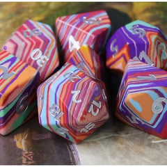 Galactic Dice Premium Dice Sets - Totem Set of 7 Artificial Stone Dice with Tin