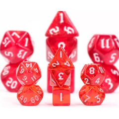 Galactic Dice Acrylic HD Mini Dice Sets - Transparent Red Set of 7 Dice