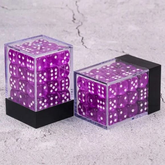 36 individual D6 dice in a container.
