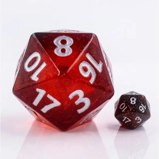 Galactic Dice Acrylic 55mm Titan D20 - Red Black Glitter