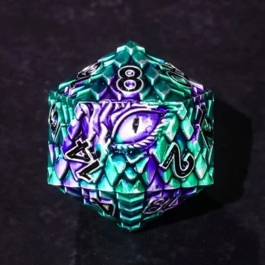 Galactic Dice Premium Dice Sets - Purple/Teal Dragon Set of 7 Dice with Tin | Galactic Toys & Collectibles