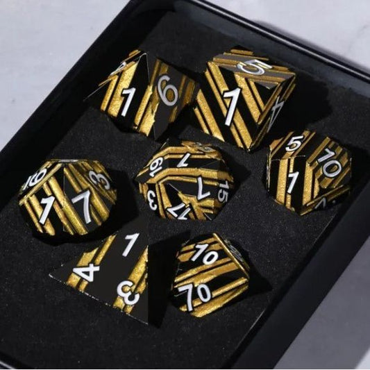 Galactic Dice Premium Dice Sets - Bumblebee Yellow & Black Set of 7 Dice with Tin | Galactic Toys & Collectibles