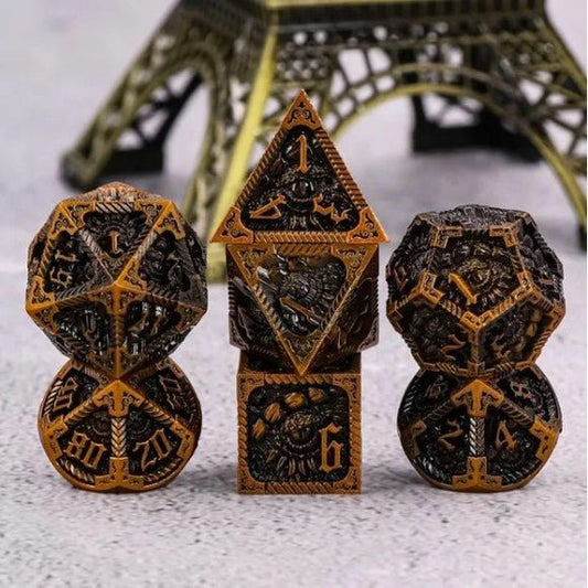 Galactic Dice Premium Dice Sets - Ancient Call Gold Set of 7 Dice with Tin | Galactic Toys & Collectibles