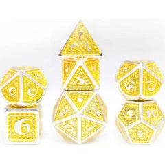 Galactic Dice Premium Dice Sets - Gold & Silver Metal Scales Set of 7 Dice with Tin | Galactic Toys & Collectibles