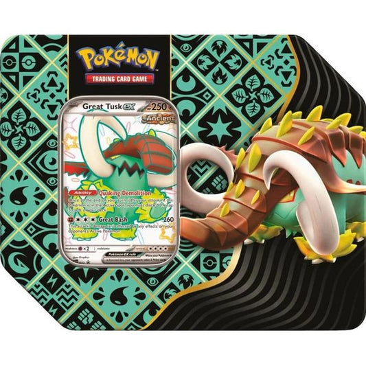 Pokemon Scarlet and Violet 4.5 Great Tusk ex Paldean Fates Tin | Galactic Toys & Collectibles