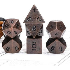 Galactic Dice Premium Metal Dice Sets - Copper Set of 7 Dice with Tin | Galactic Toys & Collectibles