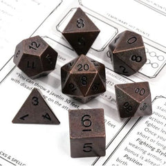 Galactic Dice Premium Metal Dice Sets - Copper Set of 7 Dice with Tin | Galactic Toys & Collectibles