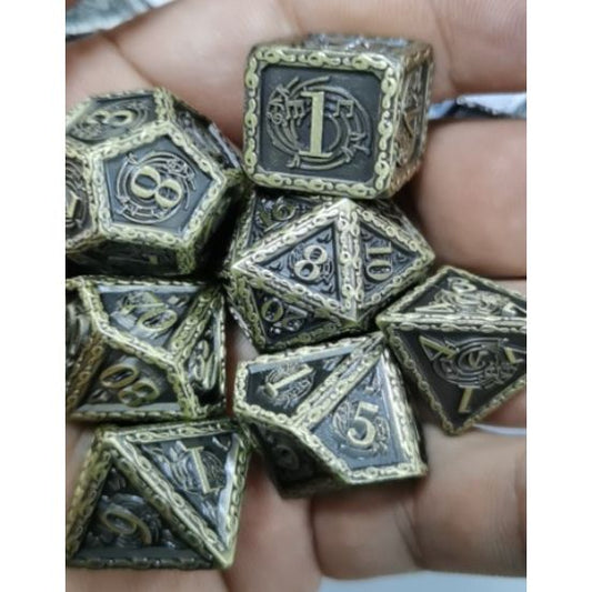 The perfect companion for your gaming needs!  This set includes one of each: d20, d12, d10, d10 (percentile), d8, d6, and a d4 (7 dice in total)