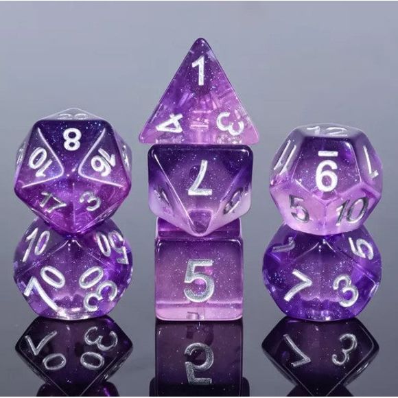 The perfect companion for your gaming needs! These HD acrylic dice are exactly what you've been searching for that upcoming game night with the group. This set includes on of each: d20, d12, d10, d10 (percentile), d8, d6, and a d4 (7 dice in total)