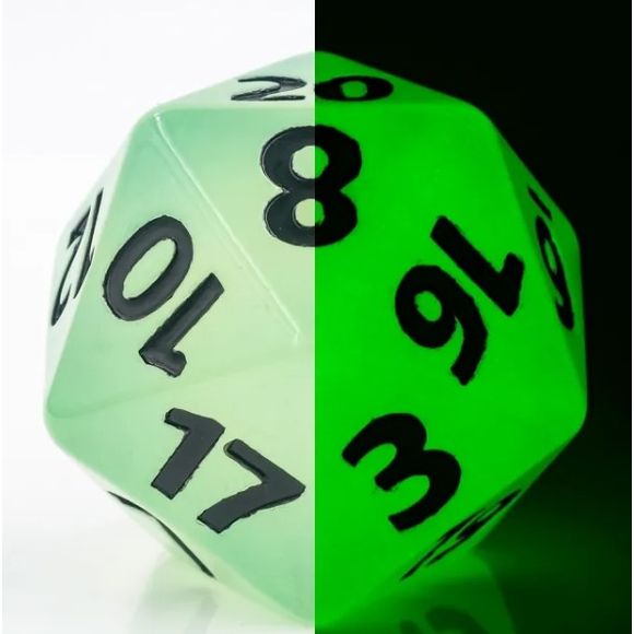 Jumbo Acrylic D20 dice for board games.