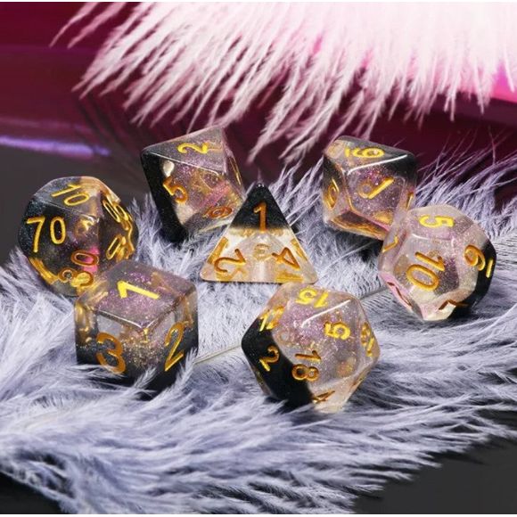 The perfect companion for your gaming needs! These HD acrylic dice are exactly what you've been searching for that upcoming game night with the group. This set includes one of each: d20, d12, d10, d10 (percentile), d8, d6, and a d4 (7 dice in total) in a