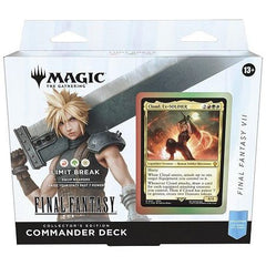 The entire FINAL FANTASY saga is here! Your players will step into the worlds of the beloved FINAL FANTASY RPG series' sixteen mainline games with a Commander deck mainly featuring cards from FINAL FANTASY VI, FINAL FANTASY VII, FINAL FANTASY X, and FINAL FANTASY XIV. They'll cast powerful spells, call upon classic summons, and even visit their favorite locations on the back of a Chocobo. Countless elements from the games are here for players to weave together their own stories.
In Commander, four players c