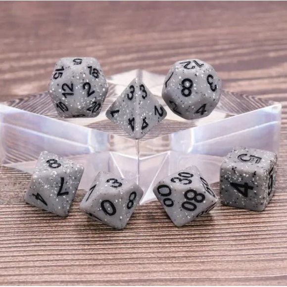 Galactic Dice Premium Dice Sets - Gray Granite Acrylic Set of 7 Dice | Galactic Toys & Collectibles