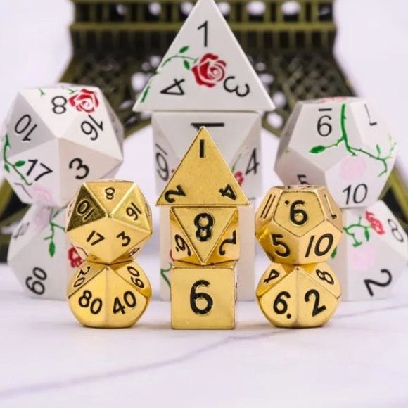 Galactic Dice Mini Metal Dice Sets - Bright Gold Set of 7 Dice | Galactic Toys & Collectibles