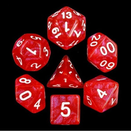 Galactic Dice Acrylic HD Dice Sets - Red Sun (Red & White) Set of 7 Dice | Galactic Toys & Collectibles
