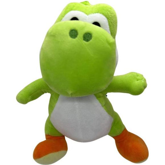 Introducing the Super Mario Bros 'Yoshi' 12 inch plush toy character - the perfect addition to any Super Mario fan's collection! This officially licensed plush toy features classic Yoshi. One of the key selling points of this toy is its high-quality craftsmanship. Made from soft, durable materials, this plush toy is perfect for snuggling up with or displaying proudly on a shelf. Its 12-inch size makes it the perfect size for both playtime and decoration. This Yoshi plush toy also comes with several fun feat