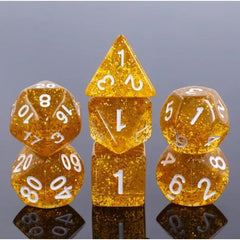 A 7 pcs Polyhedral dice set used for Dungeons and Dragons, MTG , RPG Games etc. The dice included are 1- D4,1- D6,1- D8,1- D10,1- D00,1- D12, and 1- D20