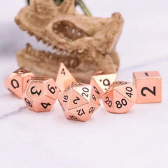 Galactic Dice Mini Metal Dice Sets - Bright Copper Set of 7 Dice | Galactic Toys & Collectibles