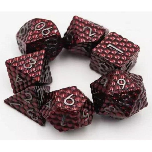 The perfect companion for your gaming needs! These premium die-cast polyhedral dice are exactly what you've been searching for that upcoming game night with the group. Stored in a quality, brushed metal tin with foam insert. These dice are a rich metal with nice weight to them and engraved each with crisp, easy-to-read numerals. Many styles and colors are available.

This set includes one of each: d20, d12, d10, d10 (percentile), d8, d6, and a d4 (7 dice in total). All inside the Galactic Toys Dice Tin.