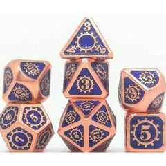 The perfect companion for your gaming needs! These premium die-cast polyhedral dice are exactly what you've been searching for that upcoming game night with the group. Each set weighs roughly 5 ounces and are stored in a quality, brushed metal tin with foam insert. These dice are engraved with crisp, easy-to-read numerals. Many styles and colors are available.

This set includes on of each: d20, d12, d10, d10 (percentile), d8, d6, and a d4 (7 dice in total). All inside the Galactic Toys Dice Tin.