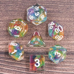 Galactic Dice Premium Dice Sets - Rainbow Ribbon Acrylic Set of 7 Dice