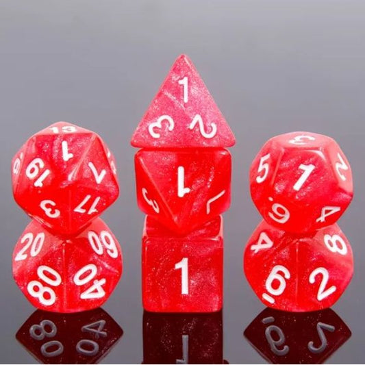 A 7 pcs Polyhedral dice set used for Dungeons and Dragons, MTG , RPG Games etc. The dice included are 1- D4,1- D6,1- D8,1- D10,1- D00,1- D12, and 1- D20