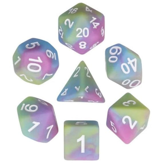 Galactic Dice Acrylic HD Dice Sets - Rainbow Drip Set of 7 Dice