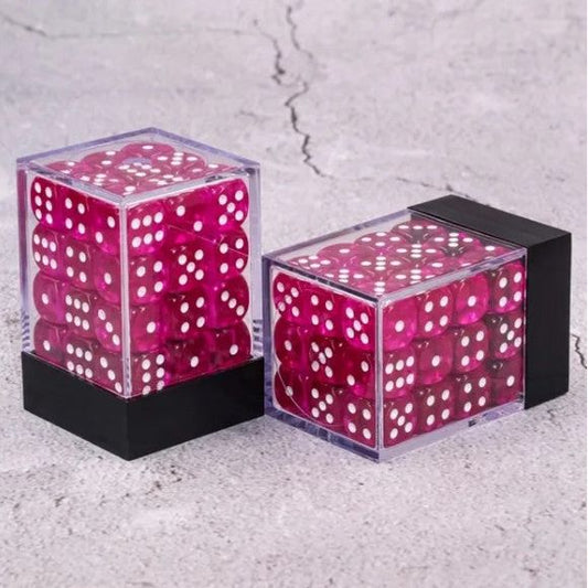 36 individual D6 dice in a container.