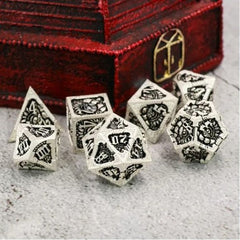 Galactic Dice Premium Dice Sets - New Era Black & Silver Set of 7 Dice with Tin | Galactic Toys & Collectibles