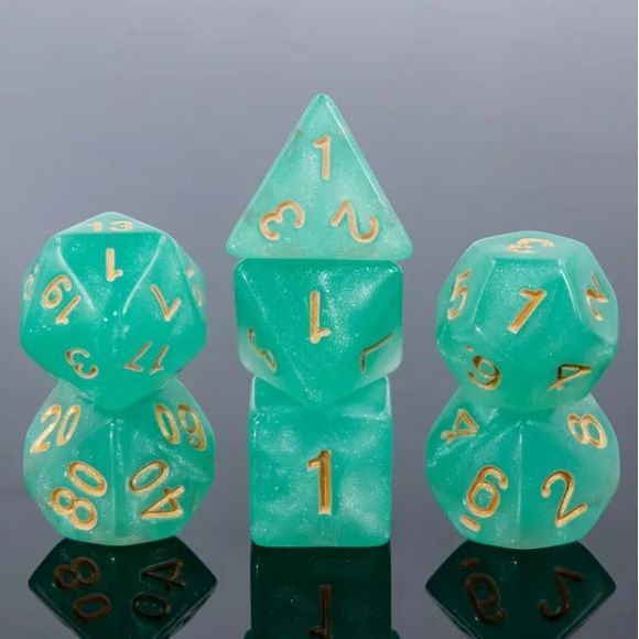 A 7 pcs Polyhedral dice set used for Dungeons and Dragons, MTG , RPG Games etc. The dice included are 1- D4,1- D6,1- D8,1- D10,1- D00,1- D12, and 1- D20