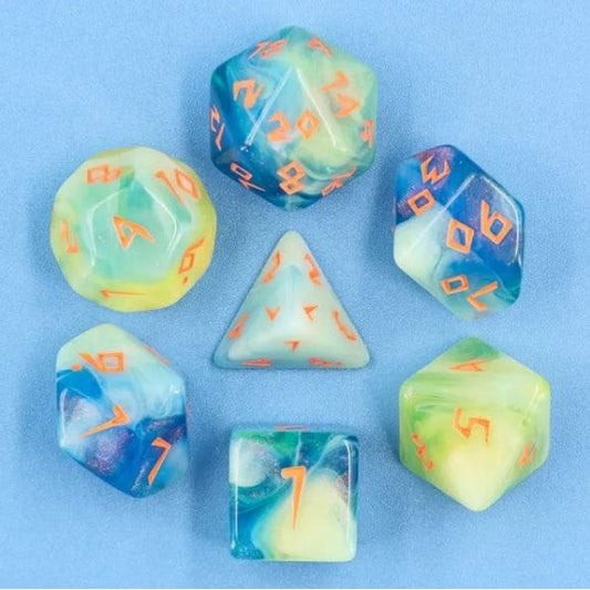 Galactic Dice Acrylic HD Dice Sets - Tranquil Summer Set of 7 Dice