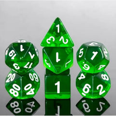 A 7 pcs Polyhedral dice set used for Dungeons and Dragons, MTG , RPG Games etc.
The dice included are 1- D4,1- D6,1- D8,1- D10,1- D00,1- D12, and 1- D20