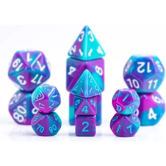 A 7 pcs Polyhedral MINI dice set used for Dungeons and Dragons, MTG , RPG Games etc. The dice included are 1- D4,1- D6,1- D8,1- D10,1- D00,1- D12, and 1- D20