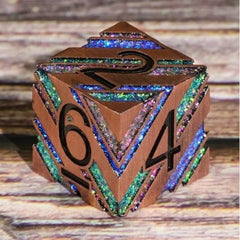 Galactic Dice Premium Dice Sets - Meteor Flashes Copper Rainbow Stripe Set of 7 Dice with Tin | Galactic Toys & Collectibles