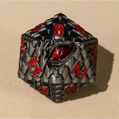 Galactic Dice Premium Dice Sets - Grey & Red Dragon Set of 7 Metal Dice with Tin
