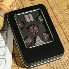 Galactic Dice Premium Dice Sets - Grey & Red Dragon Set of 7 Dice with Tin | Galactic Toys & Collectibles