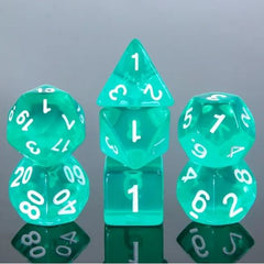 A 7 pcs Polyhedral dice set used for Dungeons and Dragons, MTG , RPG Games etc.
The dice included are 1- D4,1- D6,1- D8,1- D10,1- D00,1- D12, and 1- D20