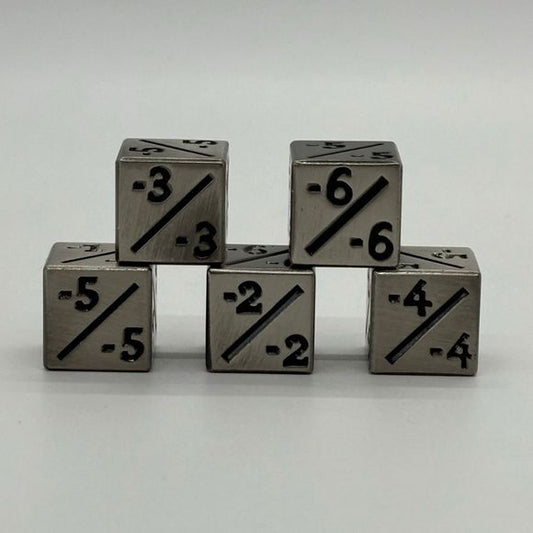 5x Negative Dice Counters Silver Metal -1/-1 for Magic: The Gathering / CCG MTG | Galactic Toys & Collectibles