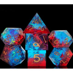 The perfect companion for your gaming needs! These premium, high-end resin are exactly what you've been searching for that upcoming game night with the group. These dice are quality resin with nice weight to them and engraved each with crisp, easy-to-read numerals. Many styles and colors are available.

This set includes one of each: d20, d12, d10, d10 (percentile), d8, d6, and a d4 (7 dice in total)! 

WARNING: These dice are extra sharp! Use with caution